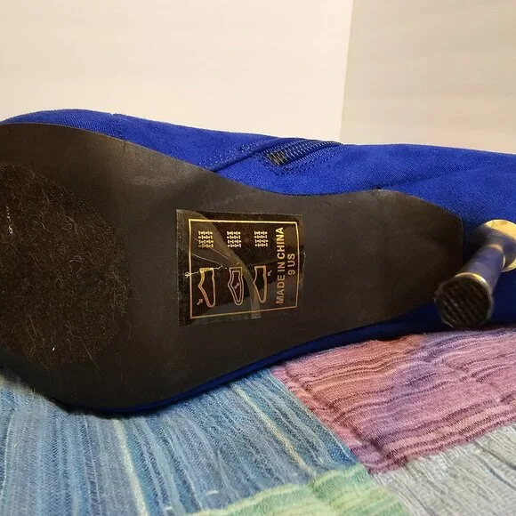 Shoedazzle Blue Suede Stiletto Ankle Boot, Size 9 - Picture 7 of 8